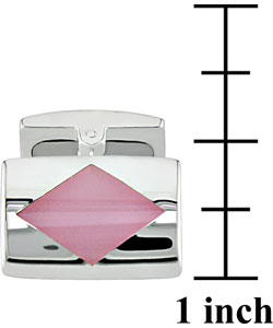 Sterling Silver Pink Cat's Eye Cuff Links