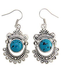 Silver Tibetan Style Turquoise Bracelet/ Earring Set (China)