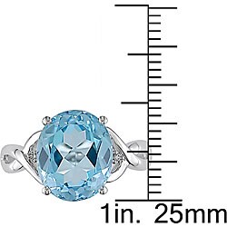 10k White Gold Sky Blue Topaz and Diamond Ring