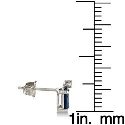 14k White Gold Sapphire and Diamond Stud Earrings