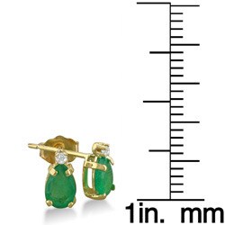  14k Yellow Gold Emerald and Diamond Earrings