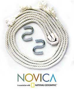 Handmade 'Turquoise Sonata' Hammock (Mexico)