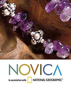 Sterling Silver Amethyst 'Wisteria Garland' Earrings (India)