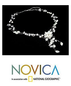 Stainless Steel Moonstone and Pearl Fantasy Necklace (Thailand)