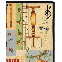 Hand-hooked Musical Ivory/ Multi Wool Rug (7'9 x 9'9)