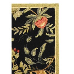 Hand-hooked Monkey Black Wool Runner (2'6 x 8')