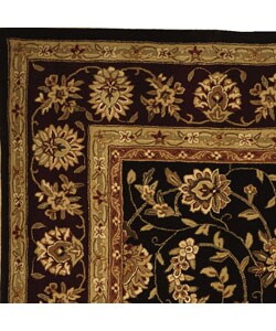 Handmade Traditions Isfahan Black/ Burgundy Wool and Silk Rug (8' x 11')