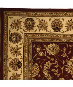 Handmade Traditions Isfahan Burgundy/ Ivory Wool and Silk Rug (8' x 11')