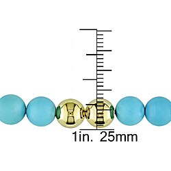 Goldplated Reconditioned Turquoise Bead Necklace (8-9 mm)