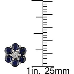 10k Gold White and Blue Sapphire Flower Earrings