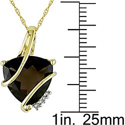 10k Yellow Gold Smokey Quartz and Diamond Necklace
