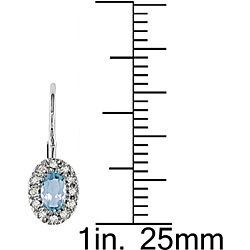 10k Gold Blue Topaz and 1/10ct TDW Diamond Earrings