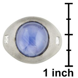 14k White Gold Star Sapphire and Diamond Ring