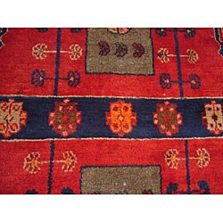 Persian Hamadan Navy/ Ivory Runner Rug (4'8 x 10'6)
