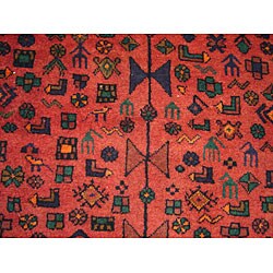 Persian Hamadan Black/ Rust Runner Rug (4'9 x 11'6)