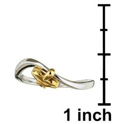 14k Two-tone Gold Dangle Heart Diamond Ring