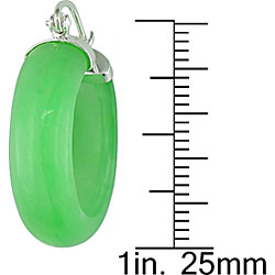 Sterilng Silver Green Jade Hoop Earrings
