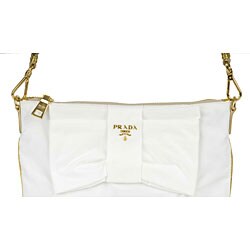 Prada 'Tessuto Fiocco' White/ Gold Messenger Bag