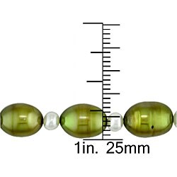 FW Green and White Pearl Necklace Bracelet Set