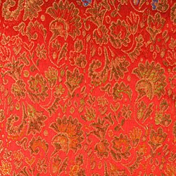 Black and Red Floral Thai Silk Cushion Cover