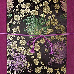 Plum and Pastel Peonies Thai Silk Cushion Cover