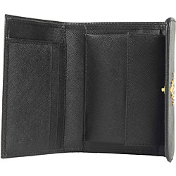 Prada Black Saffiano Metal Tri-fold Wallet