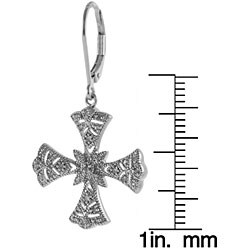 Maddy Emerson Silver 1/5ct TDW Diamond Cross Earrings