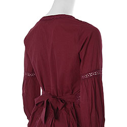 Girl Talk Lace Trim Puff Sleeve Junior Top
