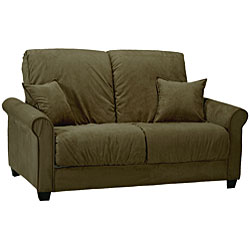 Lee Dark Moss Microfiber Futon Loveseat