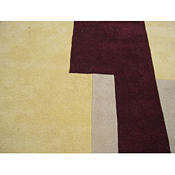 Indo Tufted Beige/ Burgundy Rug (9' x 12')