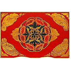 Tibetan Hand-painted Bow-front End Table