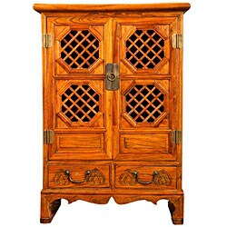 Hand-carved Lattice-windowed Storage Cabinet