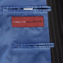 FUBU Men's Blue Stripe Peaked Lapel 4-button Suit