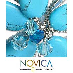 Stainless Steel 'Wreath of Blue' Bracelet (Thailand)