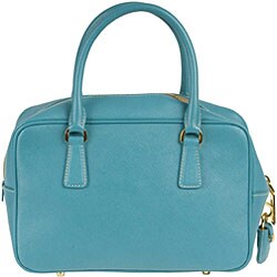 Prada Saffiano Turquoise Small Leather Tote