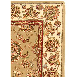 Handmade Taupe/ Ivory Wool and Silk Runner (2'3 x 12')