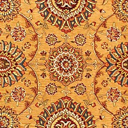 Handmade Ancestry Gold/ Burgundy Wool and Silk Rug (7'6 x 9'6)