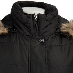 AK Anne Klein Women's Quilted Faux Fur Down Jacket