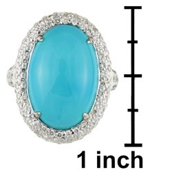 18k White Gold Turquoise and 1/6ct TDW Diamond Ring