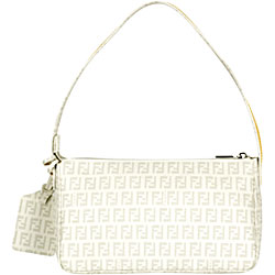 Fendi Zucchino Forever White/ Yellow Shoulder Bag