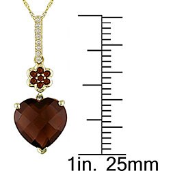 10k Gold Diamond and Garnet Heart Pendant