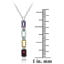 Glitzy Rocks Sterling Silver Multi Gemstone Necklace