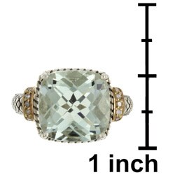 Meredith Leigh 14k Gold and Silver Green Amethyst and Diamond Accent Ring
