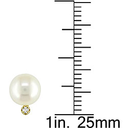 14k Gold Diamond and FW Pearl Earrings (7-7.5 mm)