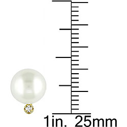 14k Gold 1/10ct TDW Diamond and Pearl Earrings (8-8.5 mm)