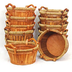 Wooden Bucket-style Wicker Basket (Set of 12)