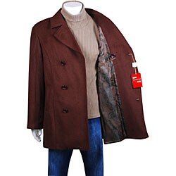 Mantoni Men's Brown Wool and Cashmere Peacoat