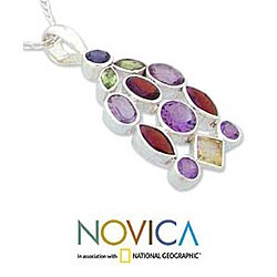 Amethyst and Garnet 'Color Cascade' Necklace (India)