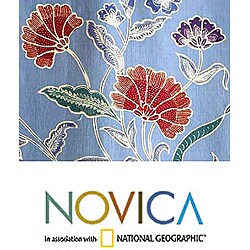 Silk 'Paradise Sapphire' Batik Shawl (Indonesia)