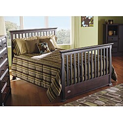 Solid Wood Espresso Convertible Crib with Guard Rail